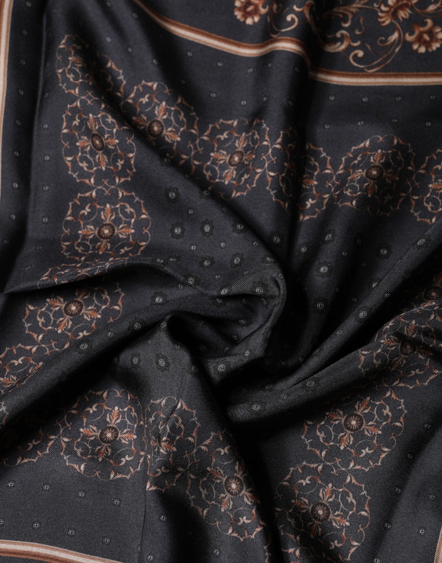 Dolce & Gabbana Black Patterned Square Foulard Scarf