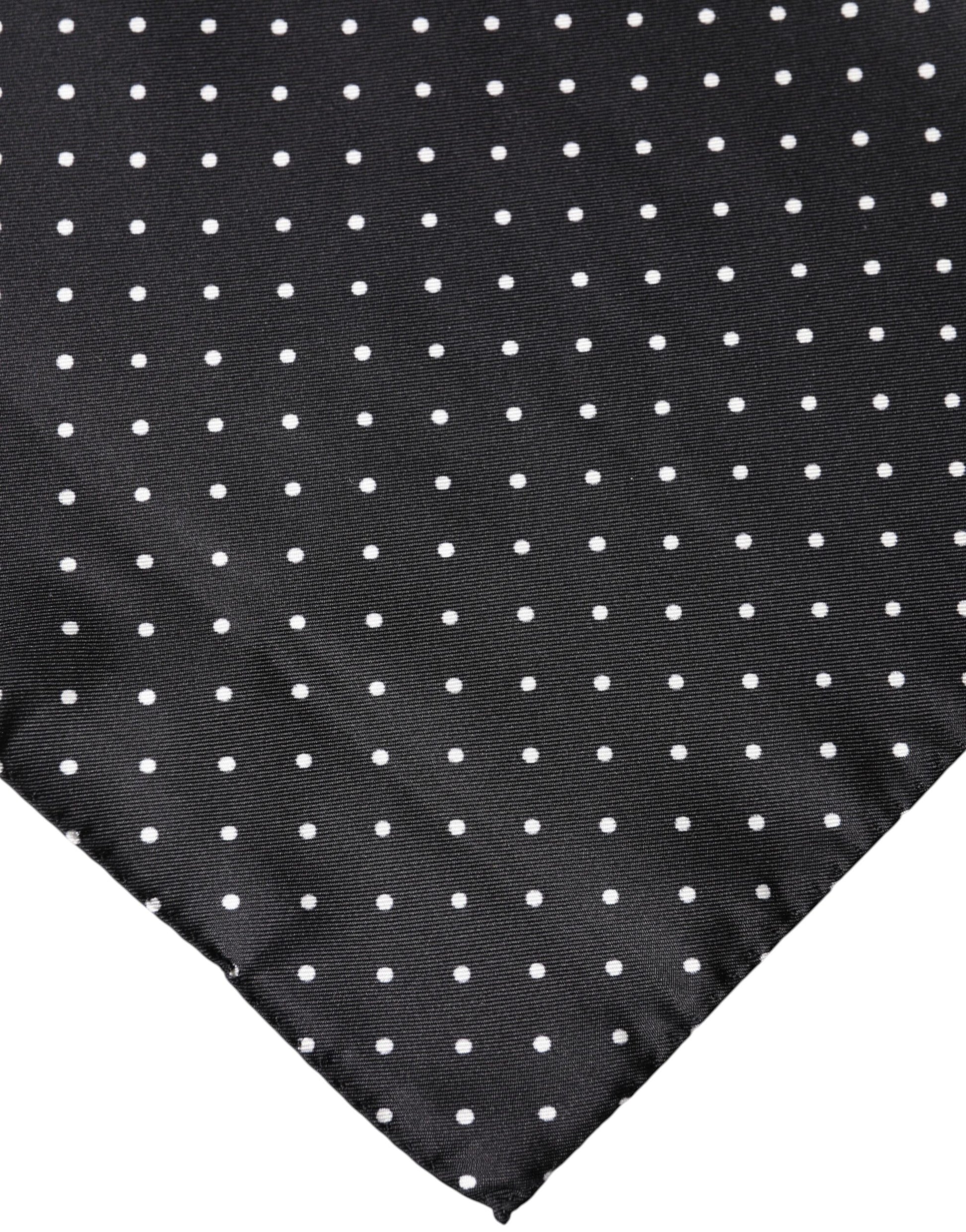 Dolce & Gabbana Black Polka Dot Silk Square Foulard Scarf