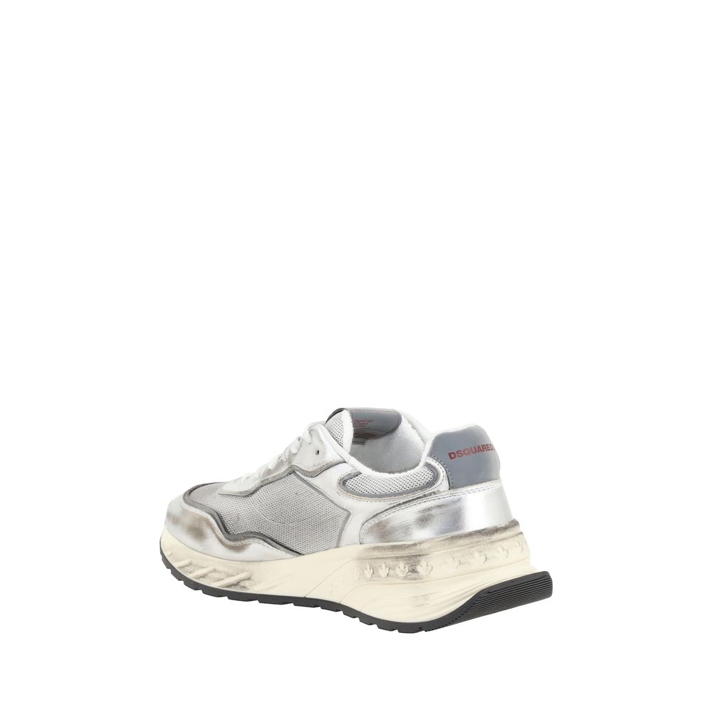 Dsquared² White Calf Leather Bos Taurus Sneakers