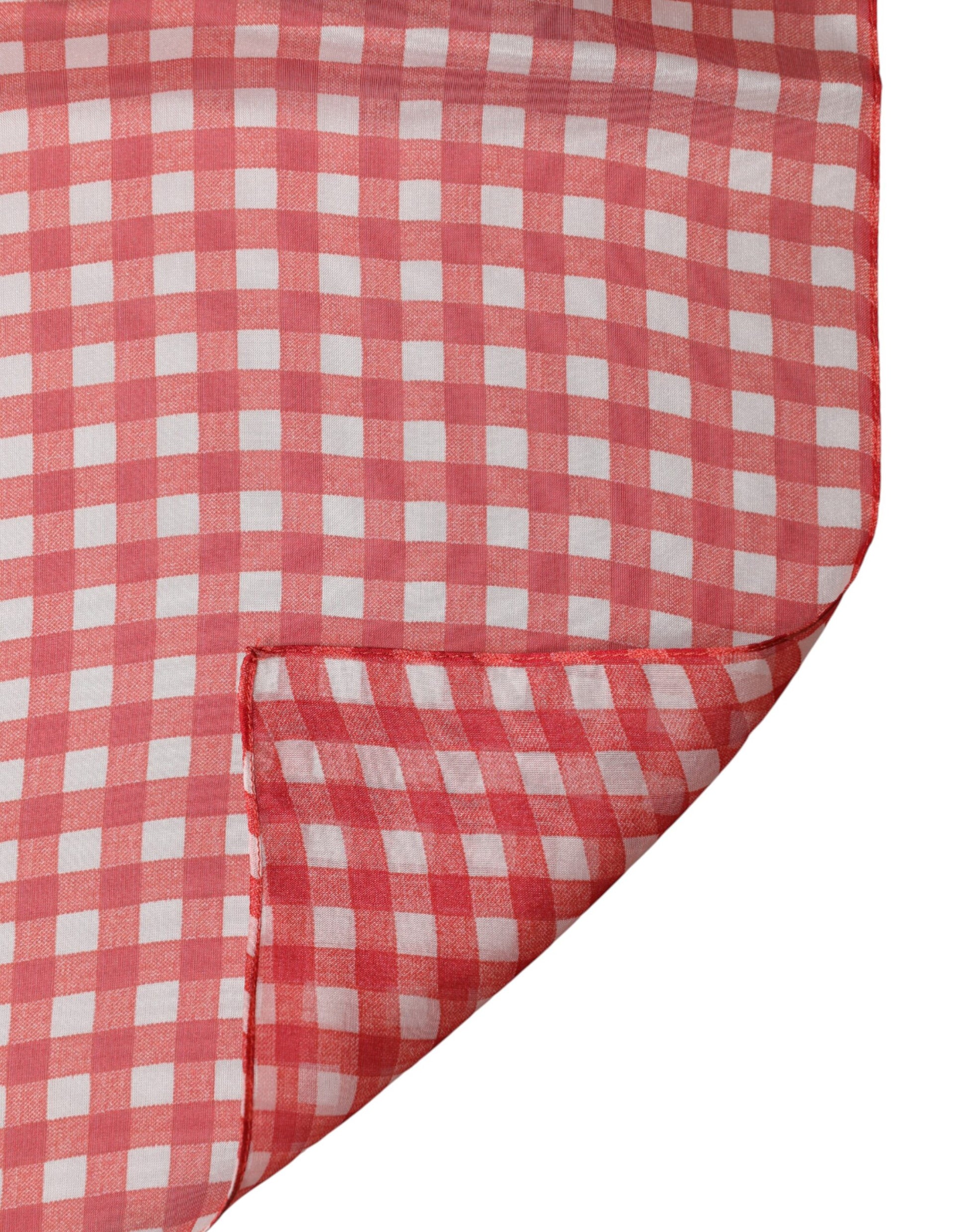 Dolce & Gabbana Red Checkered Plaid Neck Wrap Shawl  Scarf