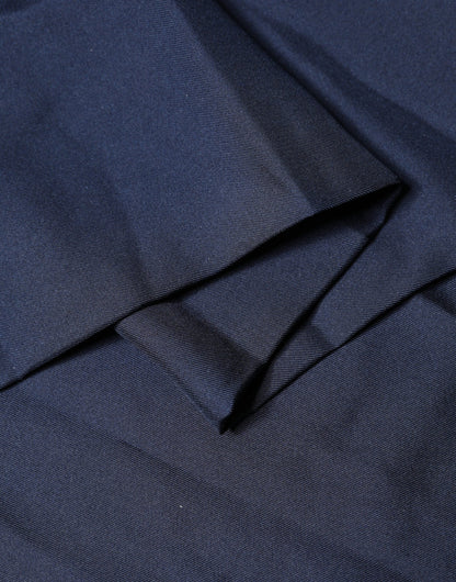 Dolce & Gabbana Navy Blue Silk Fringes Neck Foulard Scarf