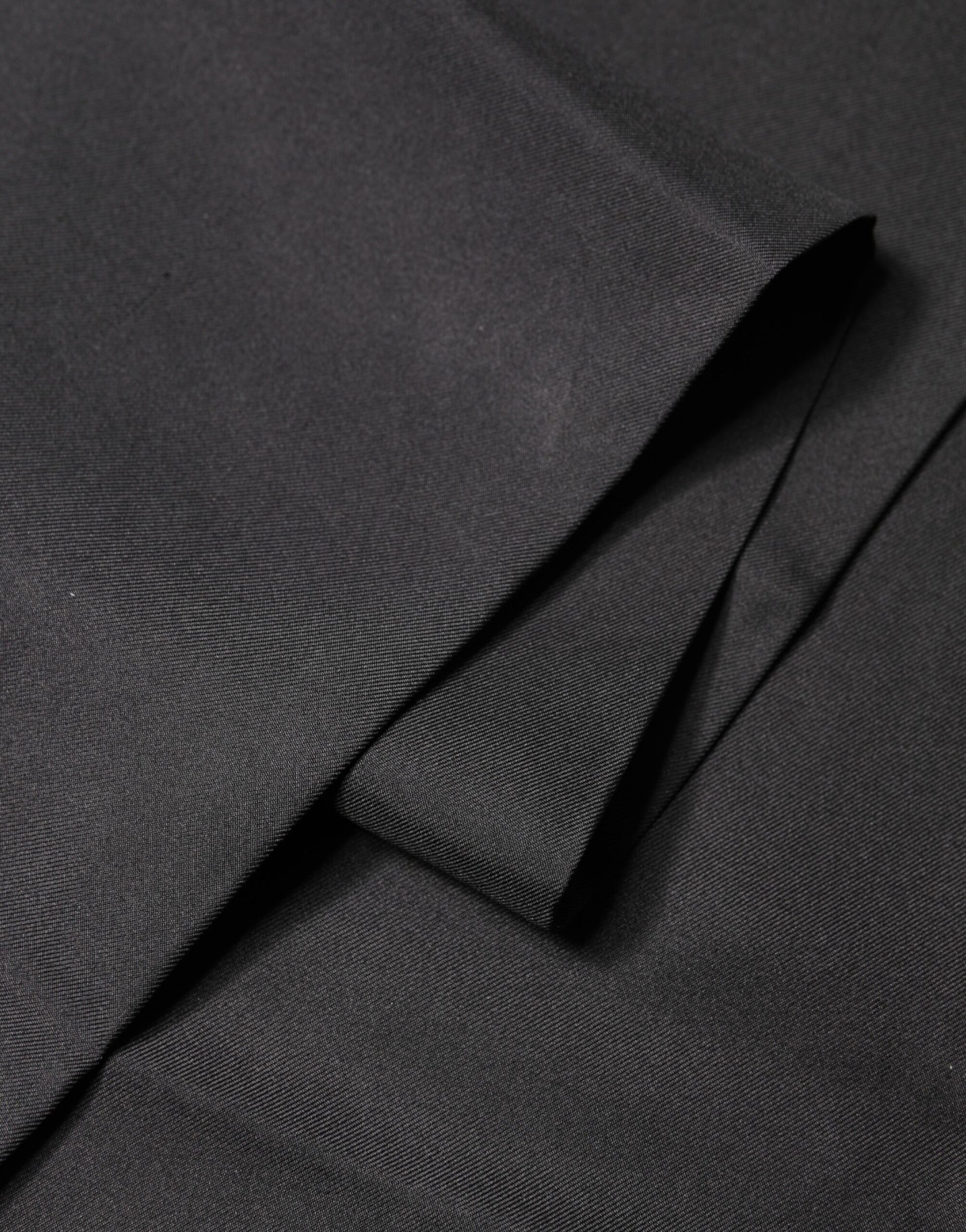 Dolce & Gabbana Black Satin Silk Fringes Neck Foulard 143.5cm x15cm Scarf