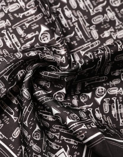 Dolce & Gabbana Brown Jazz Club Square Handkerchief Men 32cm x 31cm Scarf