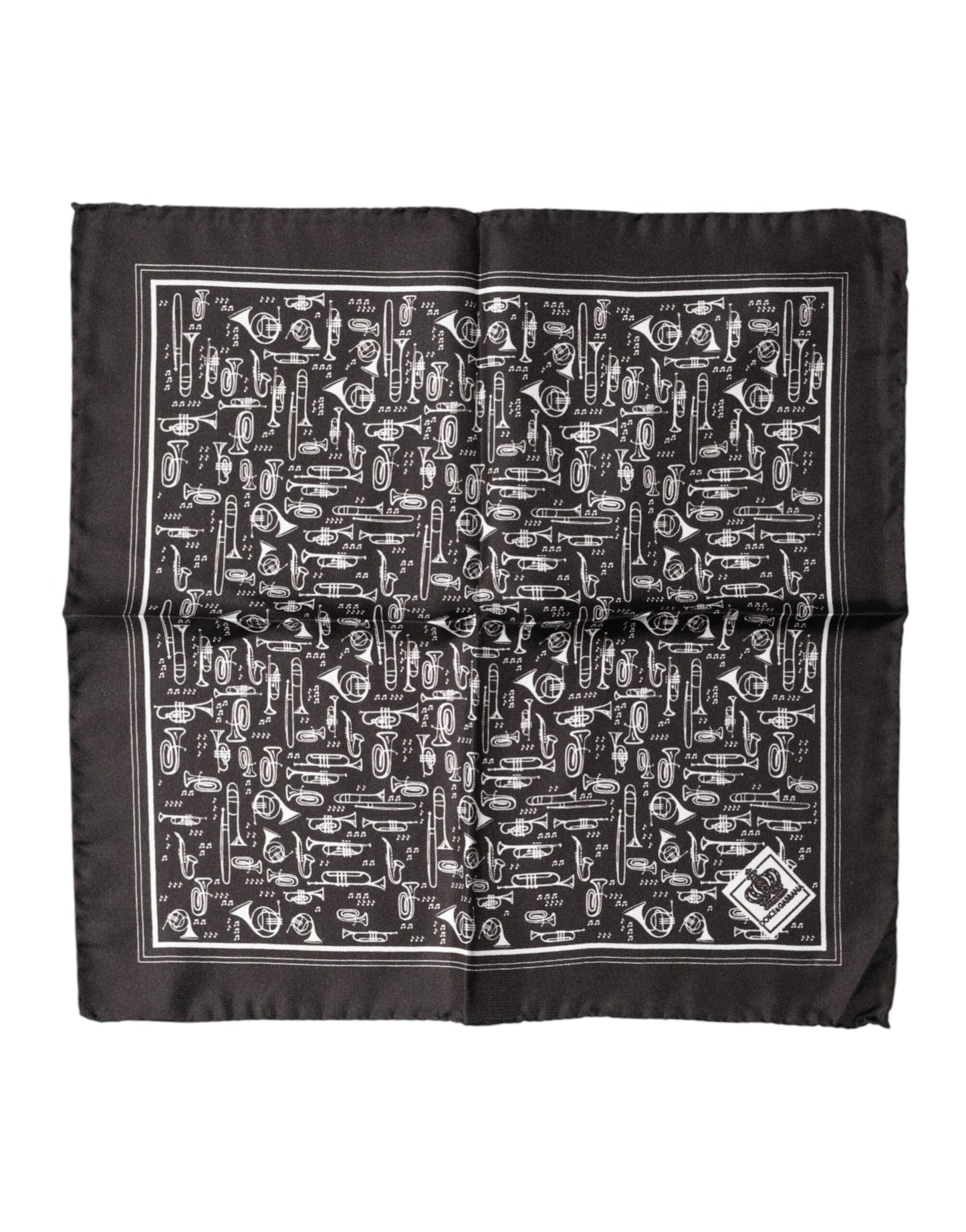Dolce & Gabbana Brown Jazz Club Square Handkerchief Men 32cm x 31cm Scarf
