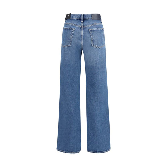 7FOR Blue Cotton Flared Jeans