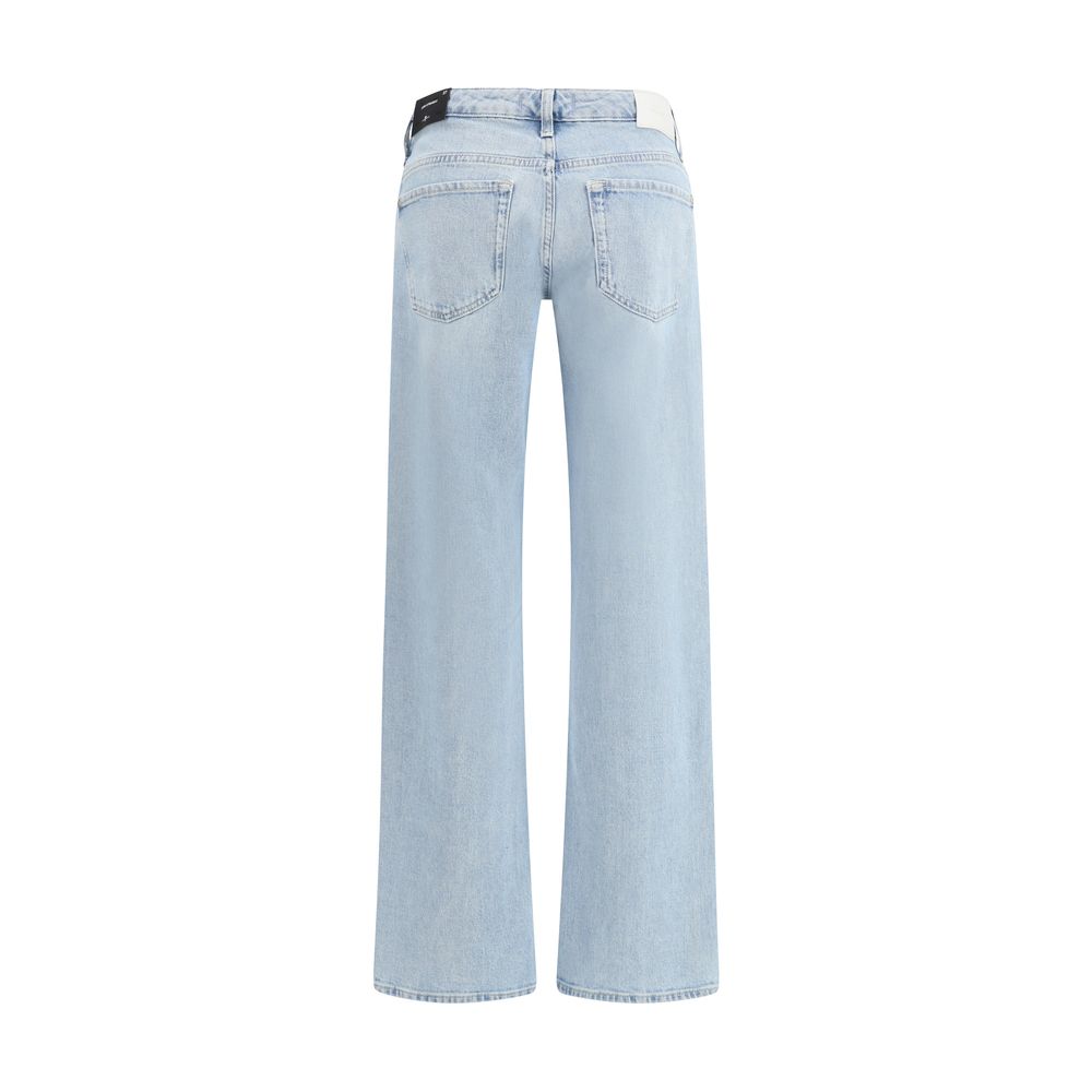 7FOR Light Blue Cotton Straight-Leg Jeans