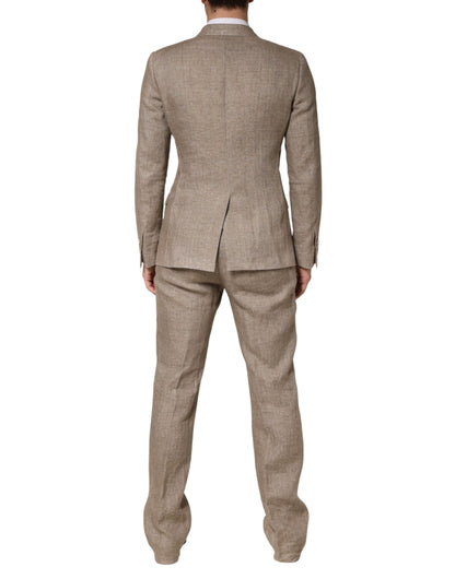 Dolce & Gabbana Beige Linen Double Breasted 2 Piece Men Suit