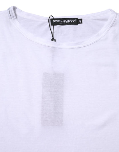 Dolce & Gabbana White Cotton Crew Neck Short Sleeves T-shirt