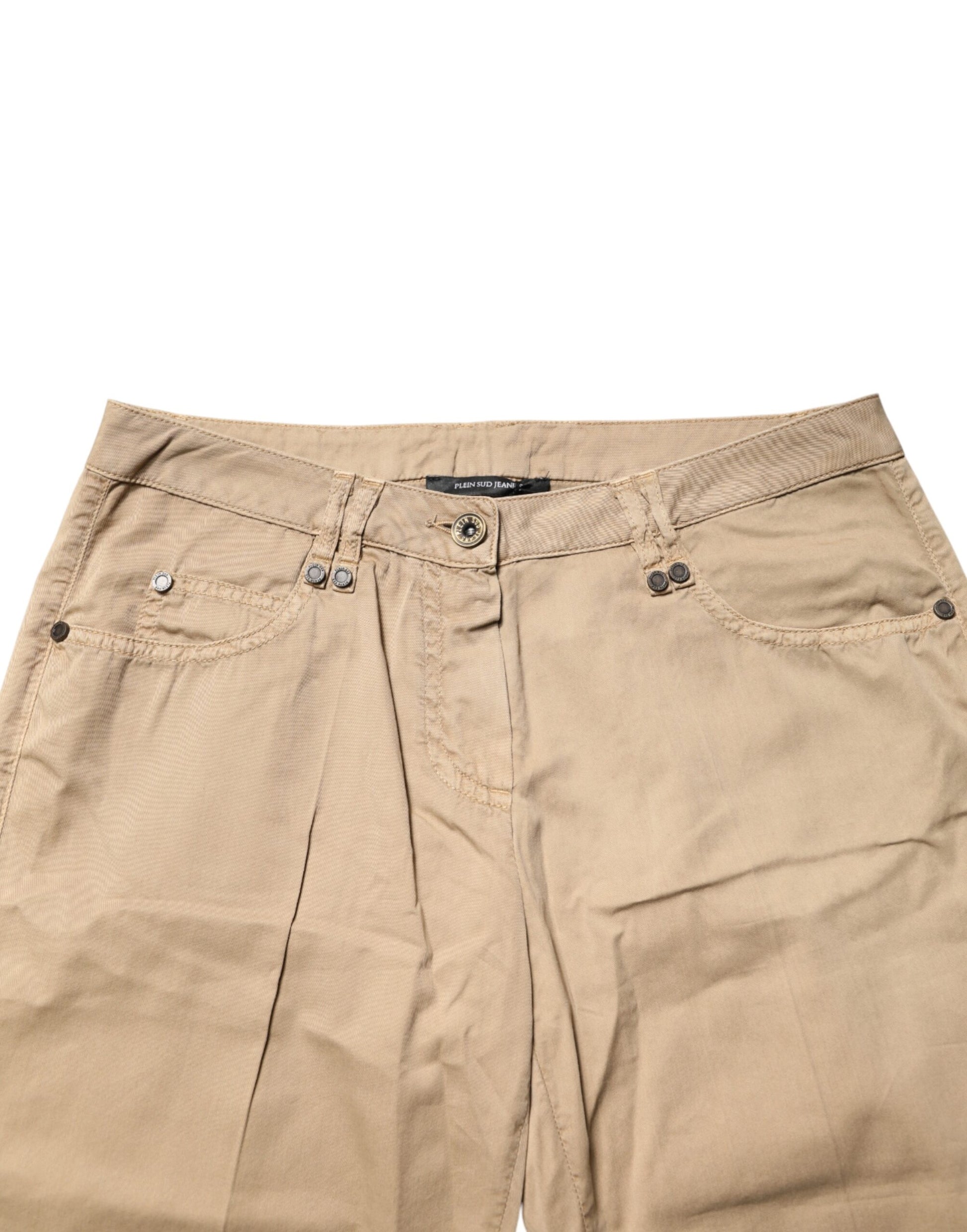 PLEIN SUD Beige Straight Cotton Stretch Chino Pants