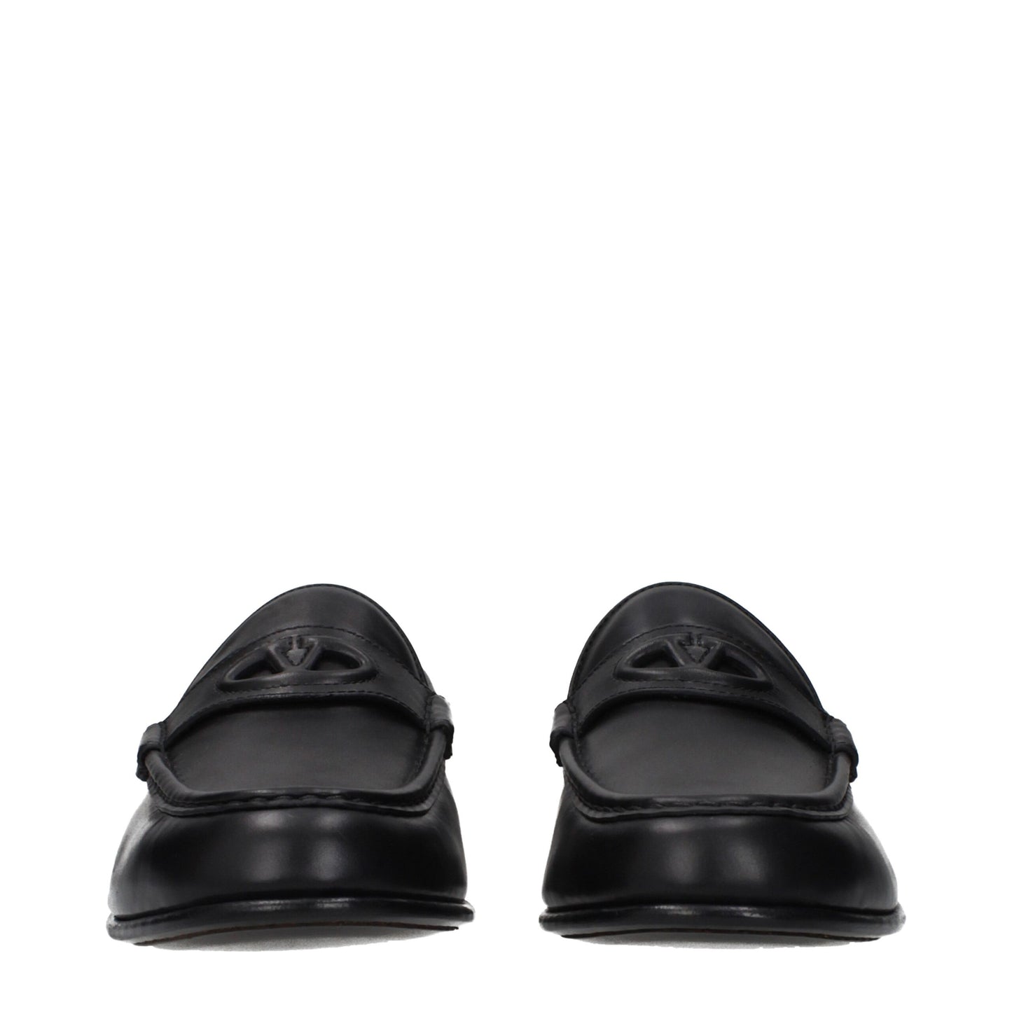 Valentino Garavani Black Leather Slip-On Loafers