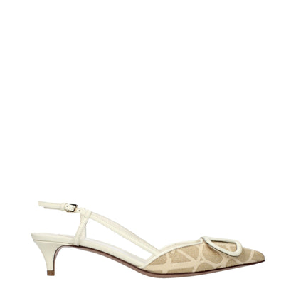 Valentino Garavani Beige Raffia Strap-On Sandals