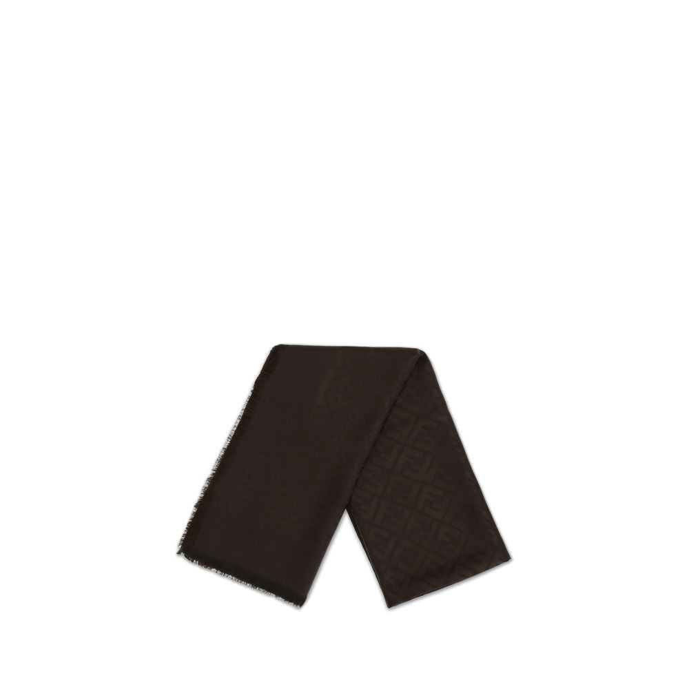 Fendi Brown Silk Scarf