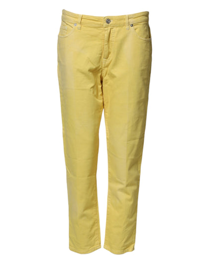 Nine In The Morning Yellow Tapered Mid Waist Denim Trouser Jeans