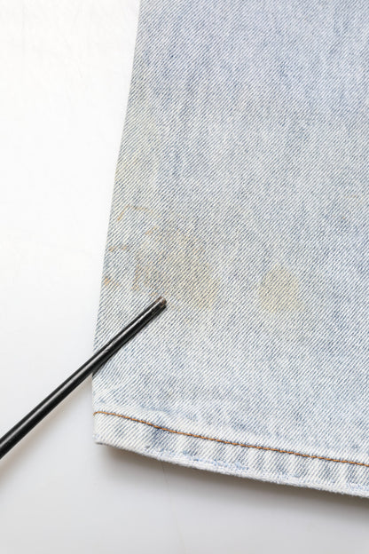 One Teaspoon Light Blue Tattered Mid Waist Straight Denim Jeans