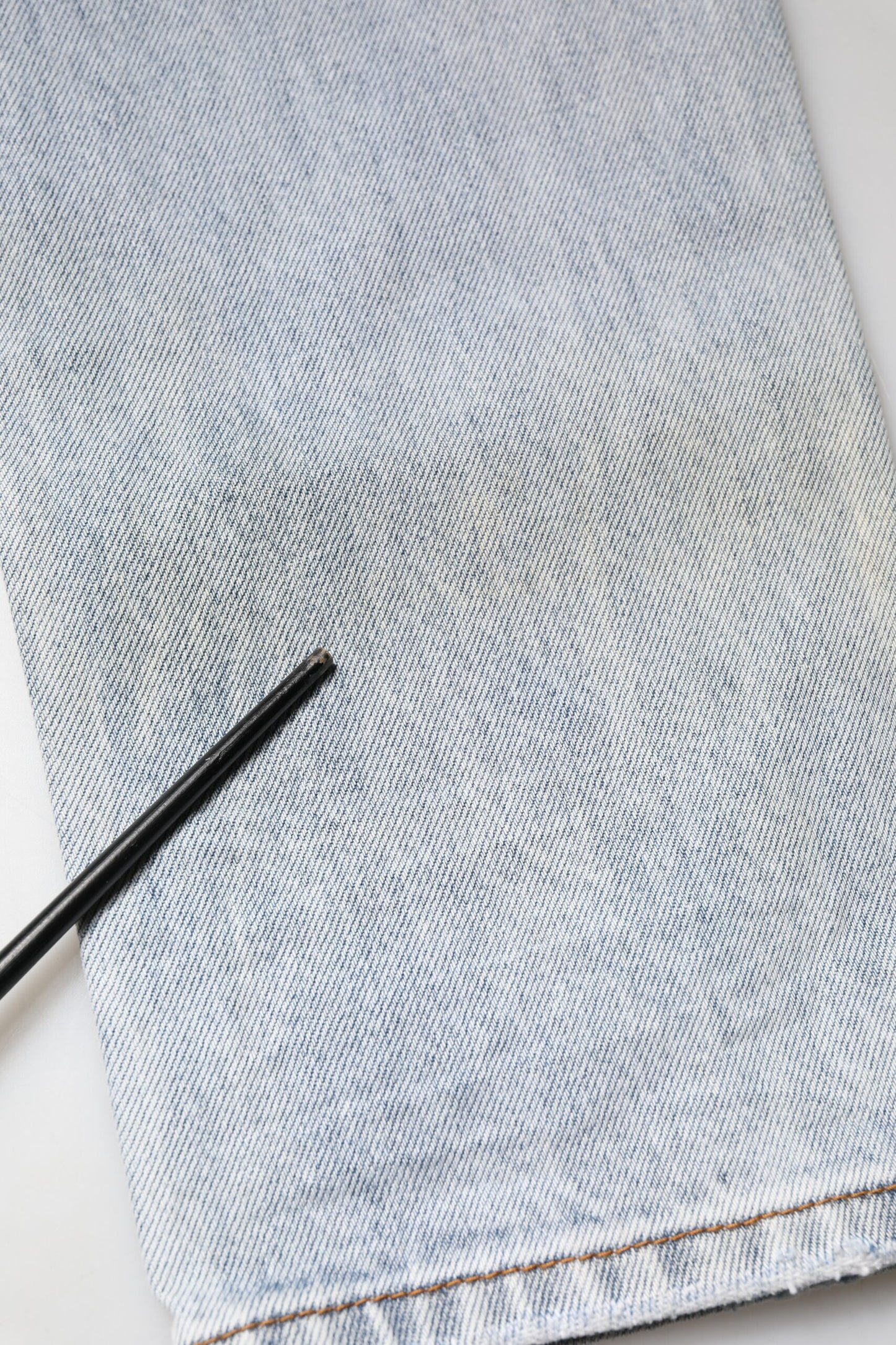 One Teaspoon Light Blue Tattered Mid Waist Straight Denim Jeans