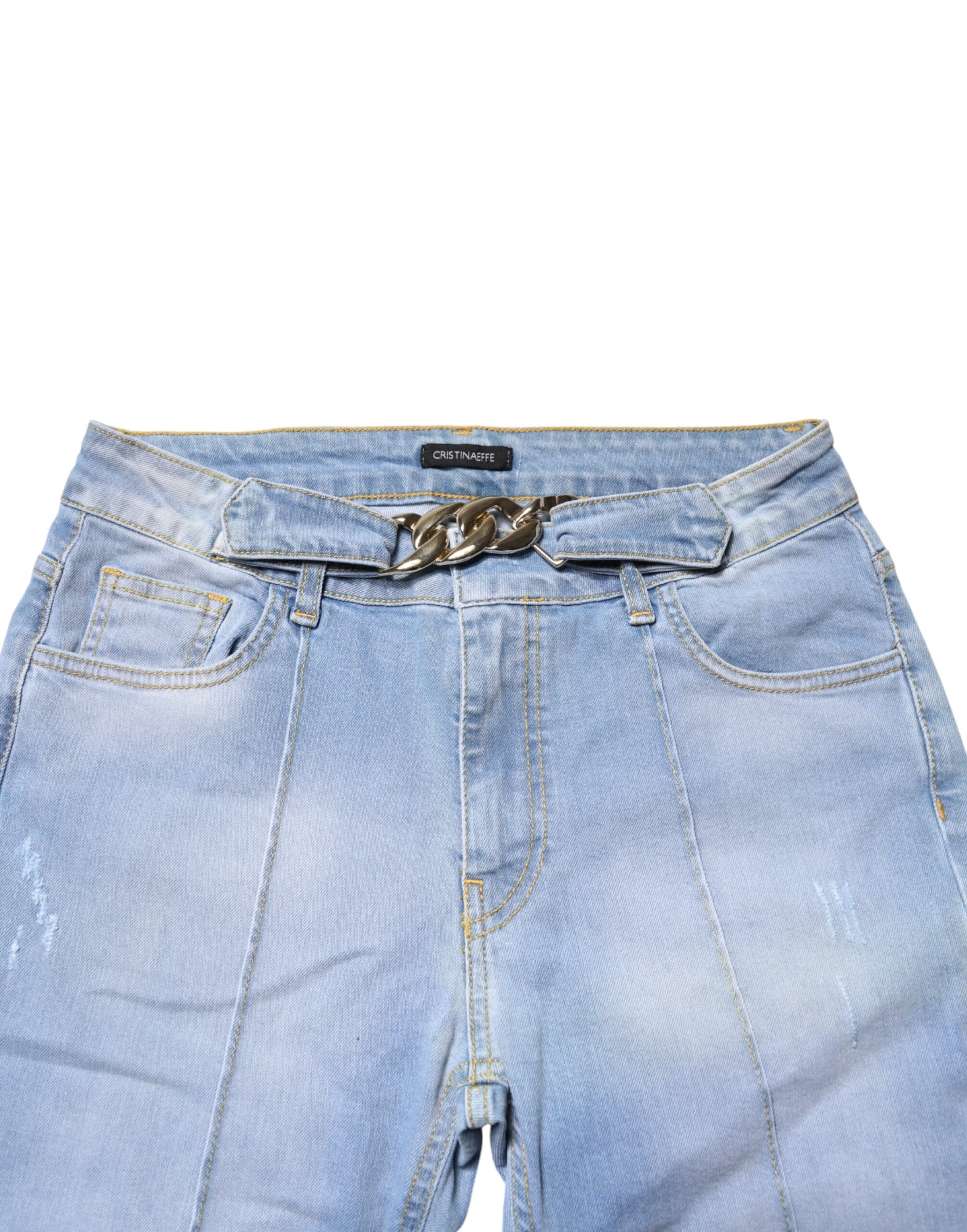 CRISTINAEFFE Light Blue Washed High Waist Bootcut Denim Jeans