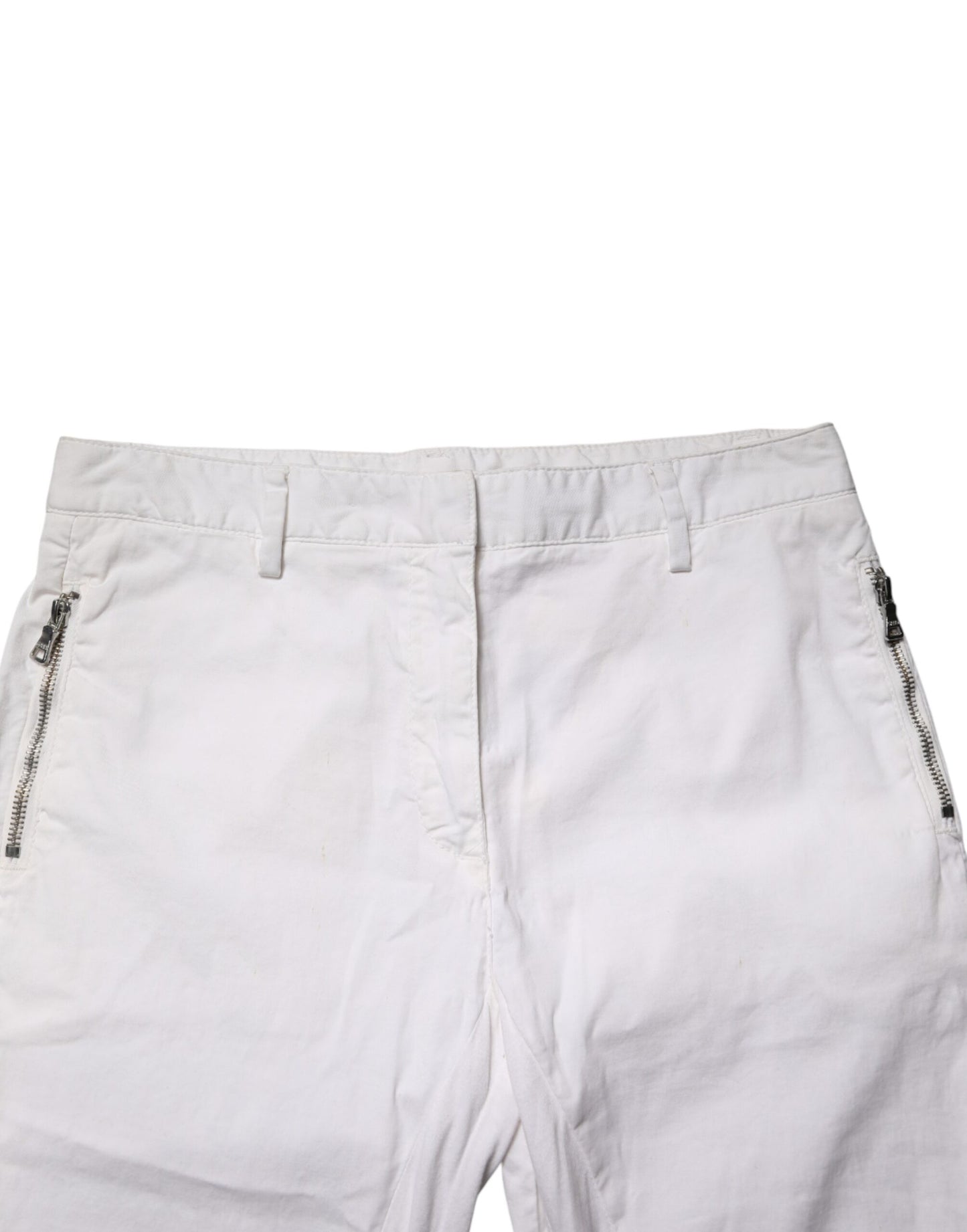 Gaudi White Mid Waist Skinny Chino Cotton Trouser Pants