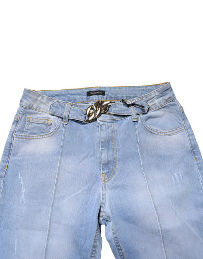 CRISTINAEFFE Light Blue Washed High Waist Bootcut Denim Jeans