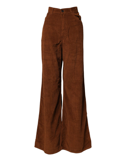 Jucca Brown Wide Leg High Waist Corduroy Denim Trouser Jeans