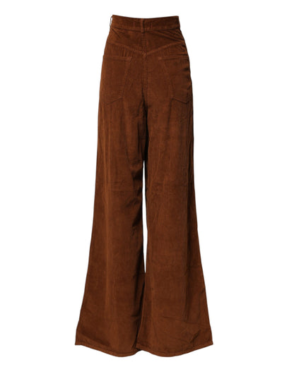 Jucca Brown Wide Leg High Waist Corduroy Denim Trouser Jeans