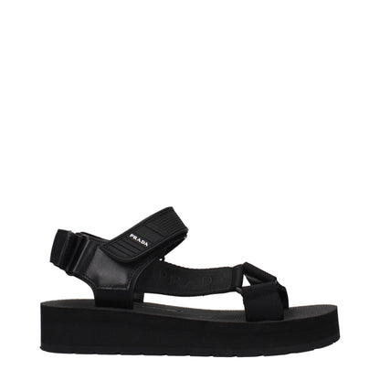 Prada Black Fabric Flat Sandals