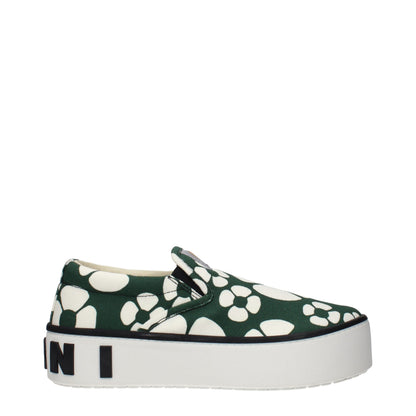 Marni Green Fabric Slip-On Loafers