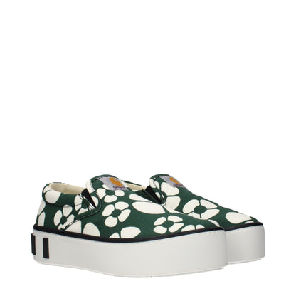 Marni Green Fabric Slip-On Loafers