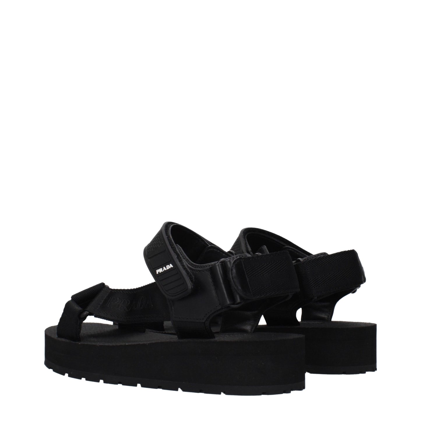 Prada Black Fabric Flat Sandals