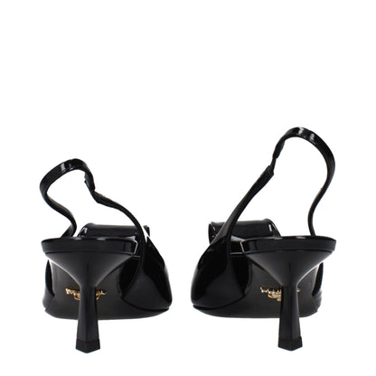 Prada Black Leather Stiletto Heel Sandals