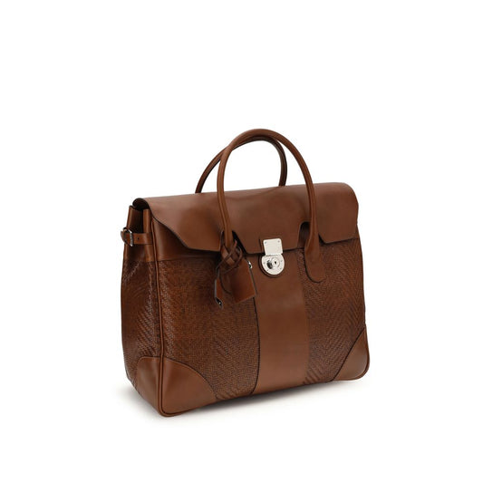 Brunello Cucinelli Brown Calf Leather Bos Taurus Shoulder Bag