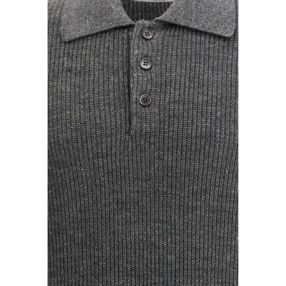 Brunello Cucinelli Gray Cotton Polo Shirt