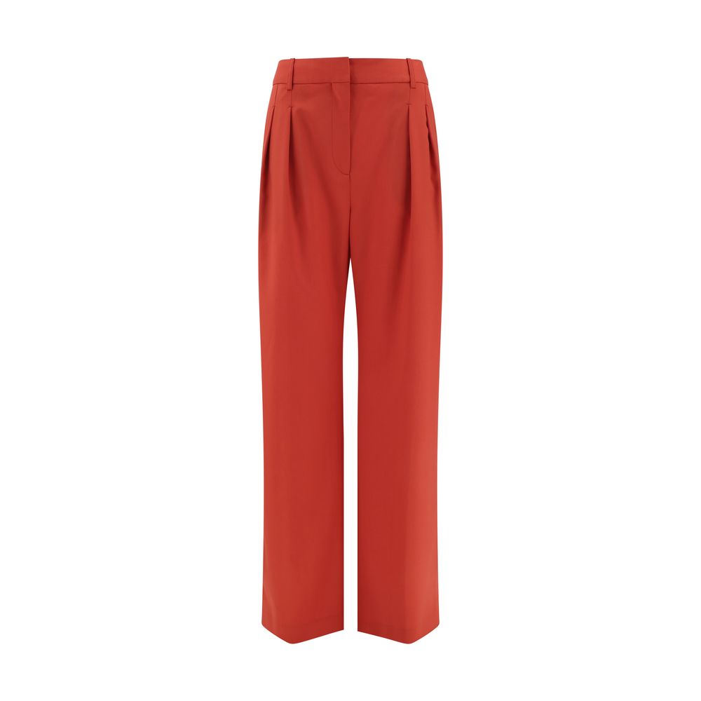 Loulou De Saison Red Fleece Wool Flared Pants