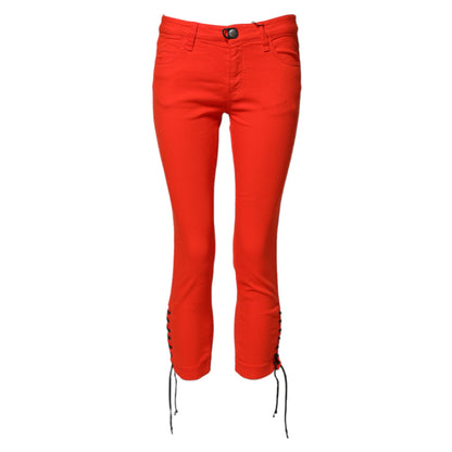PLEIN SUD Red Mid Waist Skinny Cropped Trouser Jeans