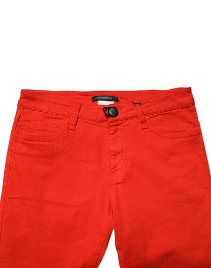 PLEIN SUD Red Mid Waist Skinny Cropped Trouser Jeans