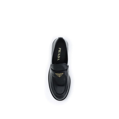 Prada Black Calf Leather Bos Taurus Slip-On Loafers