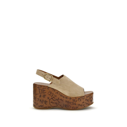 Chloé Beige Lamb Ovis Aries Aries Platform Sandals
