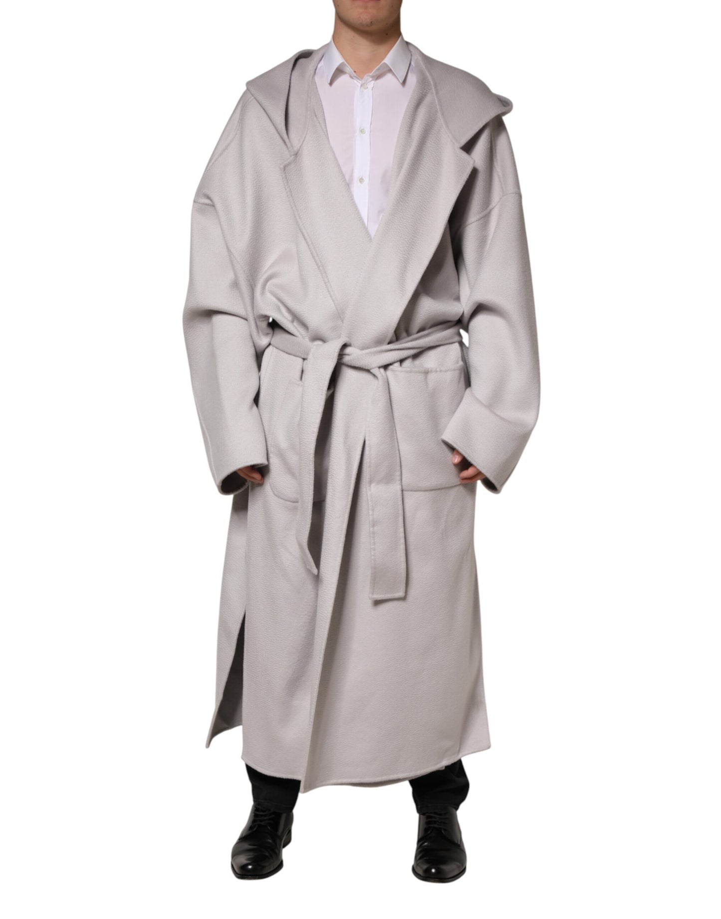 Dolce & Gabbana Off White Belted Long Trench Coat Men Jacket