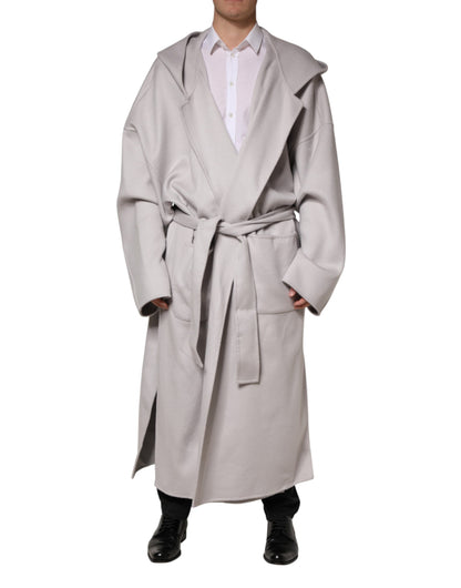 Dolce & Gabbana Off White Belted Long Trench Coat Men Jacket