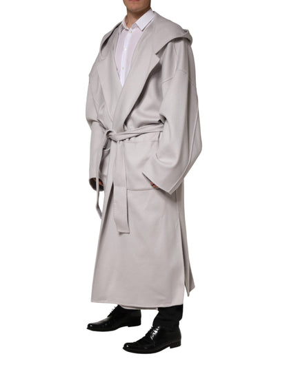 Dolce & Gabbana Off White Belted Long Trench Coat Men Jacket