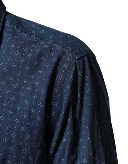 Orian 1968 Blue Button Down Long Sleeves Men Shirt