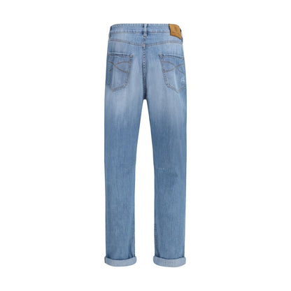 Brunello Cucinelli Blue Cotton Relaxed Fit Jeans