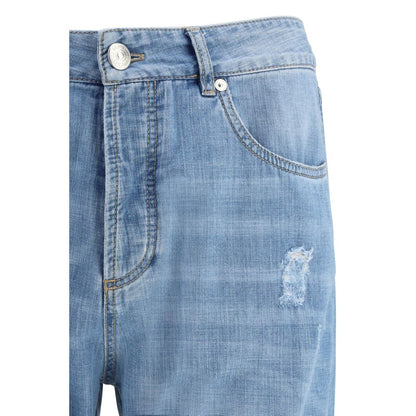 Brunello Cucinelli Blue Cotton Relaxed Fit Jeans