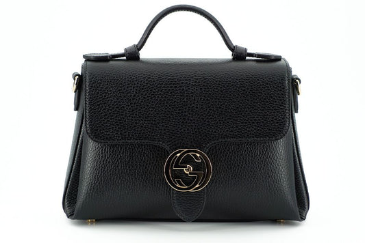 Gucci Elegant Black Leather Chain Shoulder Bag