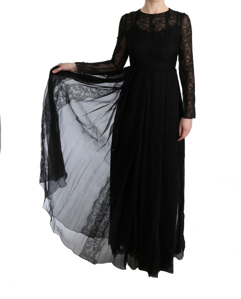 Dolce & Gabbana Elegant Black Sheath Long Sleeve Dress