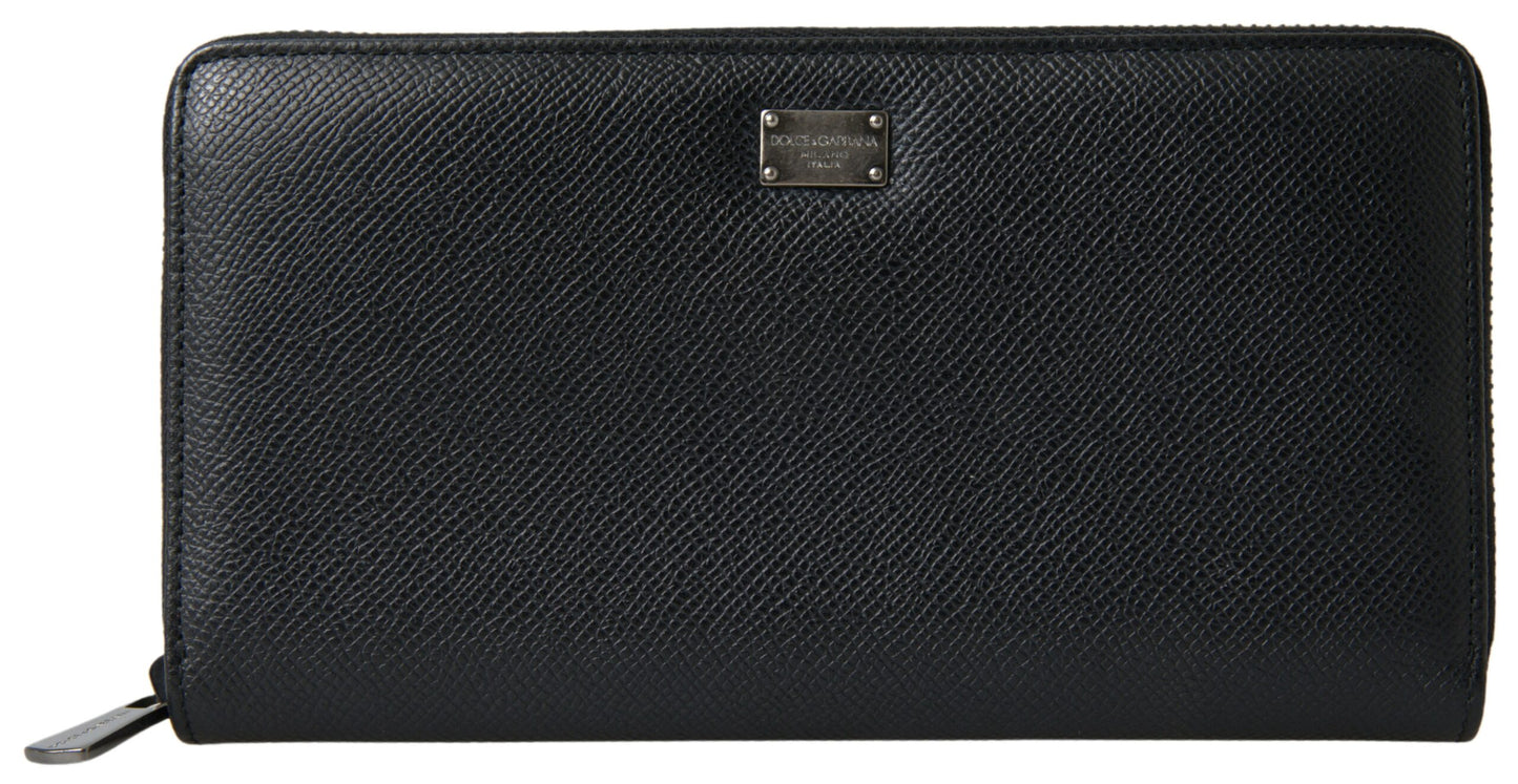 Dolce & Gabbana Elegant Black Leather Zip Wallet