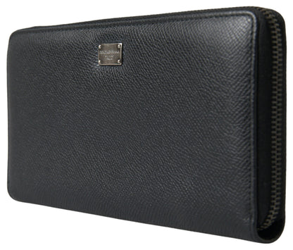 Dolce & Gabbana Elegant Black Leather Zip Wallet