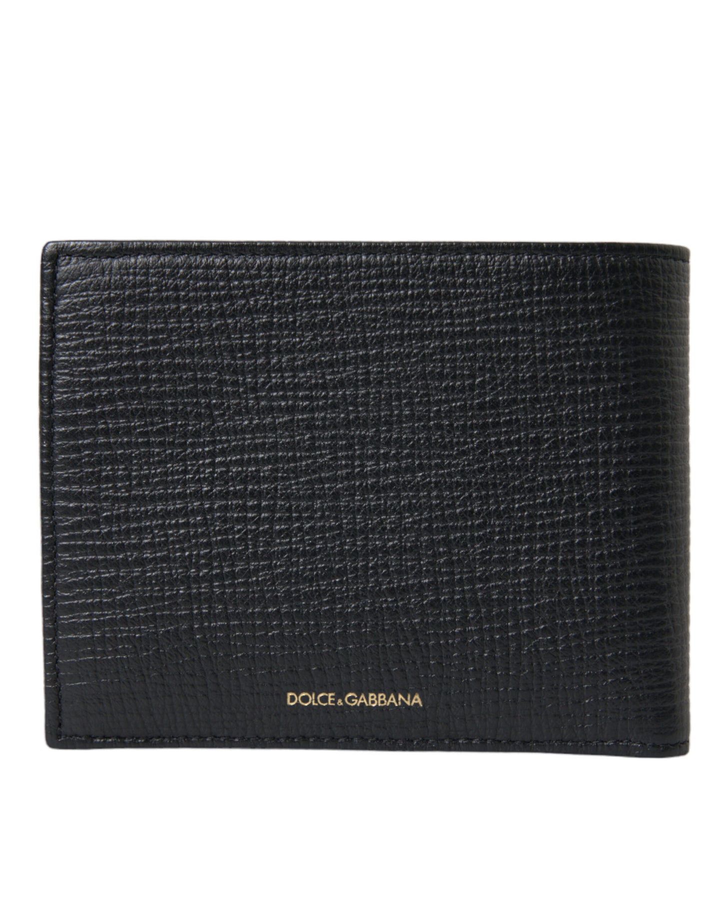 Dolce & Gabbana Black Leather Crown Heart Patch Bifold Card Holder Wallet