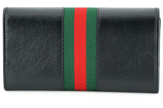 Gucci Elegant Black Leather Wallet with Gold-Toned Accents