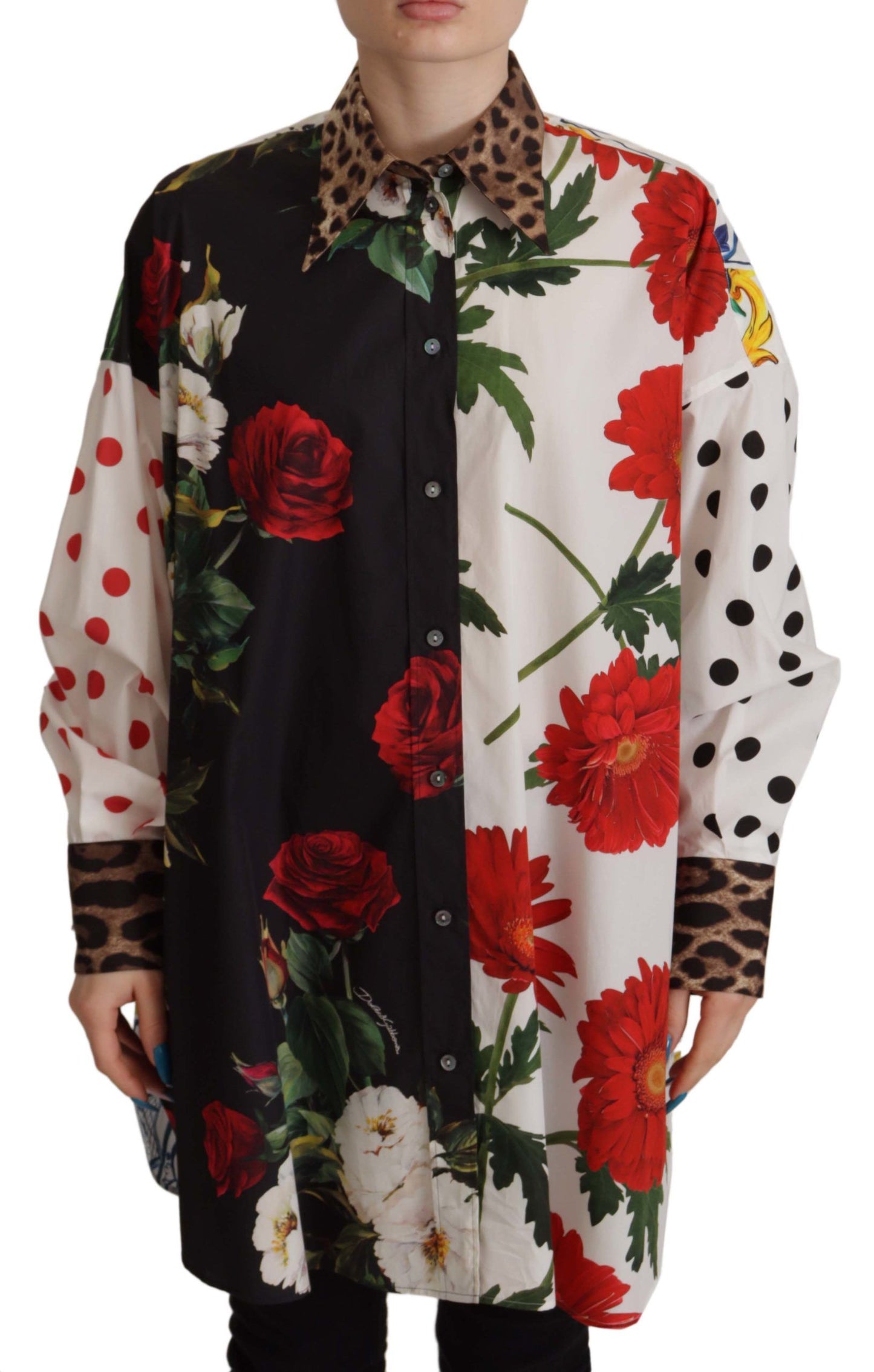 Dolce & Gabbana Multicolor Floral Collared Shirt Top