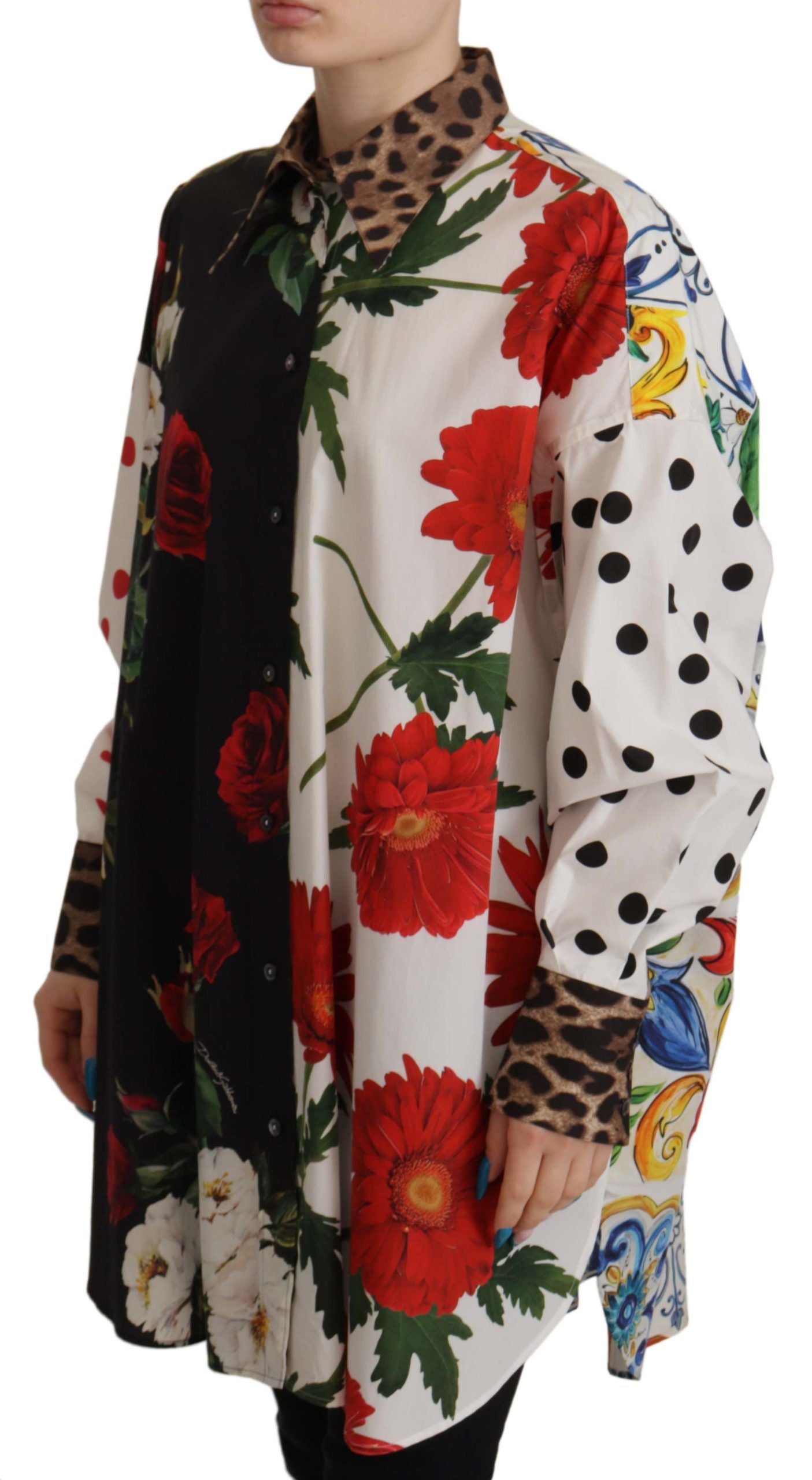 Dolce & Gabbana Multicolor Floral Collared Shirt Top